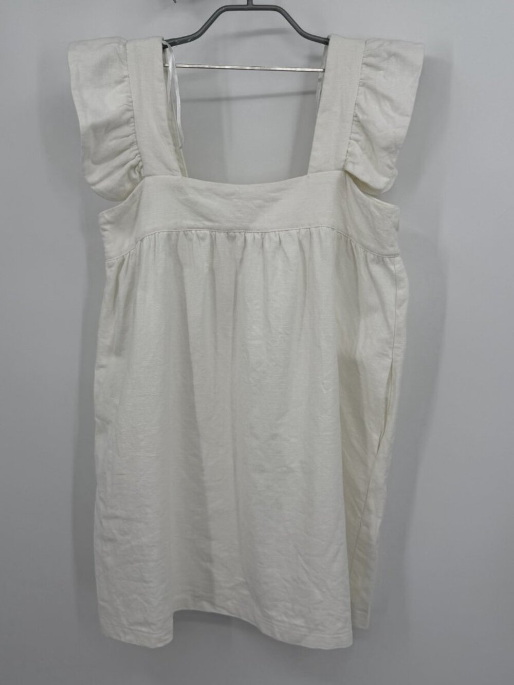 Pomander Place by Tuckernuck White Hazel Flutter Sleeve Dress sz S Linen-Viscose